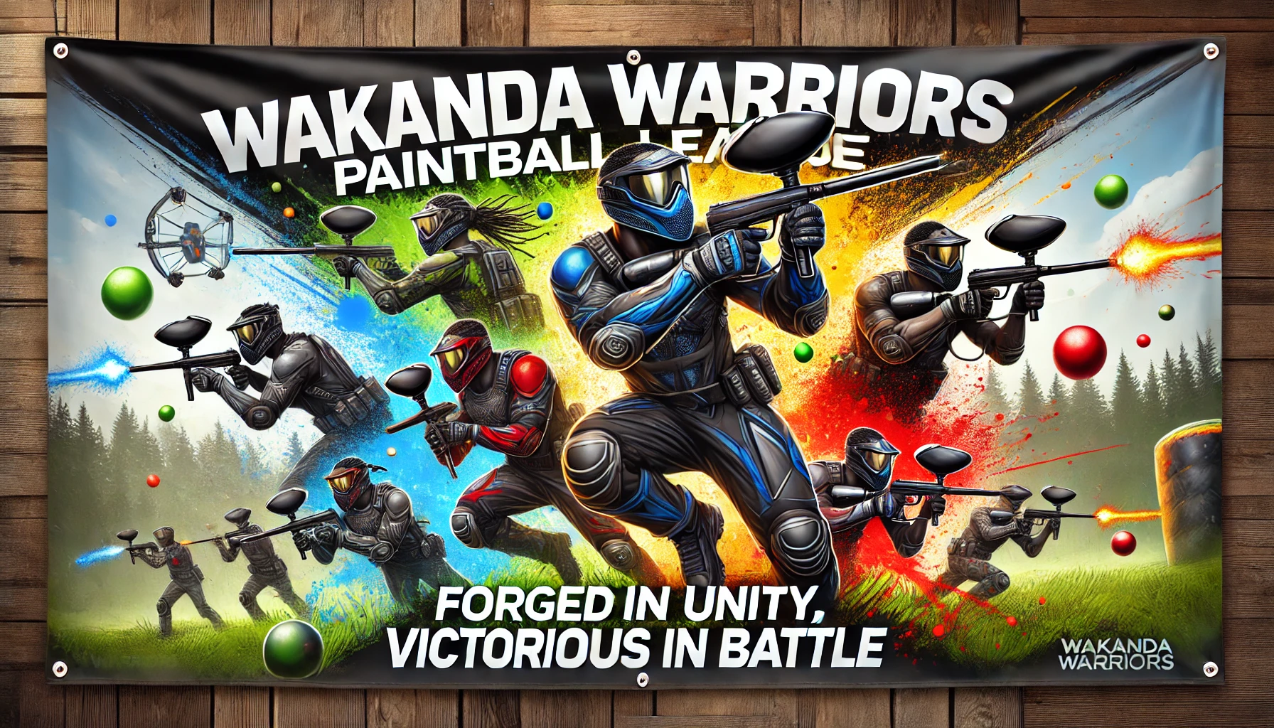 African American men and women in sleek paintball ge