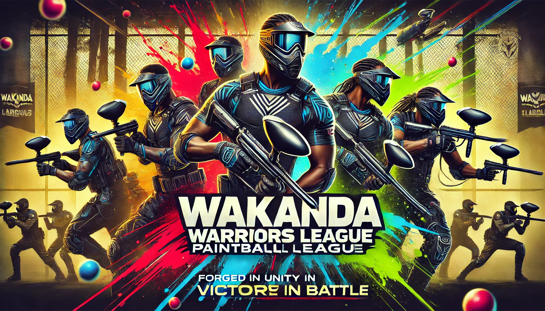 African American men and women in sleek paintball gear2